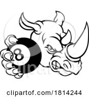 07/17/2024 - Rhino Angry Pool 8 Ball Billiards Mascot Cartoon