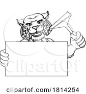 Poster, Art Print Of Window Cleaner Wildcat Car Wash Cleaning Mascot