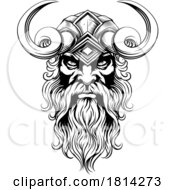 Viking Warrior Man Strong Mascot Face in Helmet by AtStockIllustration #COLLC1814273-0021