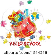 07/25/2024 - Backpack Mascot With Hellow School Greeting Licensed Stock Image