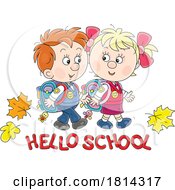 Poster, Art Print Of Kids With Hello School Greeting Licensed Stock Image