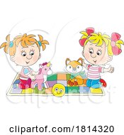 Poster, Art Print Of Girls Playing With Toys Licensed Stock Image