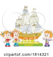 Poster, Art Print Of Children With A Ship Model Licensed Stock Image