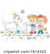 Poster, Art Print Of Children With Goats Licensed Stock Image
