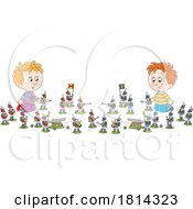 Poster, Art Print Of Boys Playing With Toy Soldiers Licensed Stock Image