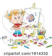 Poster, Art Print Of Girl Painting A Fish Licensed Stock Image