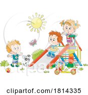 Poster, Art Print Of Children Playing On A Slide Licensed Stock Image