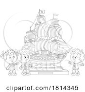 Children With A Ship Model Licensed Stock Image