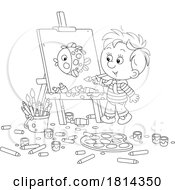 Poster, Art Print Of Boy Painting A Fish Licensed Stock Image