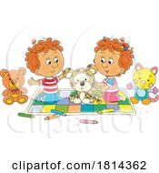 Cartoon Children Playing With Toys