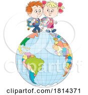 Cartoon School Children On A Globe