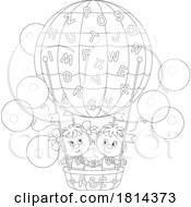 Cartoon School Children In An Alphabet Hot Air Balloon