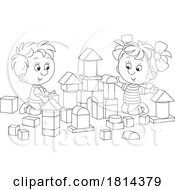 Cartoon Children Playing With Blocks