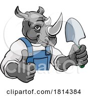 Poster, Art Print Of Rhino Gardener Gardening Animal Mascot