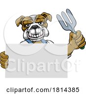 Poster, Art Print Of Gardener Tool Farmer Bulldog Dog Cartoon Mascot