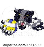 Panther Jaguar Leopard Volleyball Ball Claw Mascot by AtStockIllustration