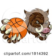 Poster, Art Print Of Boar Wild Hog Razorback Warthog Basketball Mascot