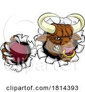 Bull Minotaur Longhorn Cow Cricket Mascot Cartoon