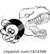 Dinosaur Angry Pool Ball Billiards Mascot Cartoon by AtStockIllustration