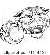 Poster, Art Print Of Tiger Tennis Ball Animal Sports Team Mascot