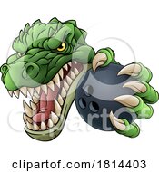 Poster, Art Print Of Crocodile Dinosaur Alligator Bowling Sports Mascot