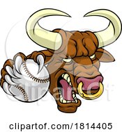 Bull Minotaur Longhorn Cow Baseball Mascot Cartoon