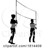 Banner Silhouette Protestors At March Rally Strike by AtStockIllustration