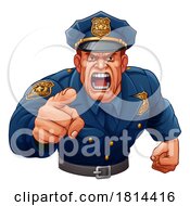 Poster, Art Print Of Policeman Angry Police Man Cartoon Character Cop