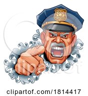 Poster, Art Print Of Policeman Angry Police Man Cartoon Character Cop