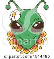 70s Hippie Alien Face With A Flower