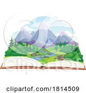 Poster, Art Print Of Open Book With A River And Nature Landscape