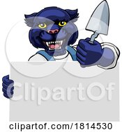 Poster, Art Print Of Bricklayer Panther Trowel Tool Handyman Mascot