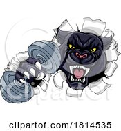 Poster, Art Print Of Panther Jaguar Leopard Weight Lifting Gym Mascot