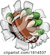 Poster, Art Print Of American Football Ball Claw Monster Animal Hand