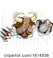 Poster, Art Print Of Bull Minotaur Longhorn Cow Golf Mascot Cartoon