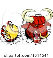 Bull Minotaur Longhorn Cow Softball Mascot Cartoon