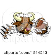 Poster, Art Print Of Bull Minotaur Longhorn Cow Football Mascot Cartoon