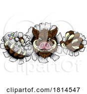 Poster, Art Print Of Boar Wild Hog Razorback Warthog Pig Gaming Mascot