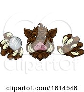 Poster, Art Print Of Boar Wild Hog Razorback Warthog Pig Golf Mascot