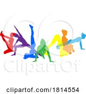 Poster, Art Print Of Yoga Pilates Poses Women Silhouettes Concept