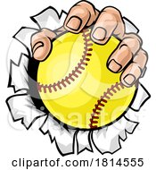 Poster, Art Print Of Hand Mascot Holding Softball Ball