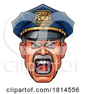 Poster, Art Print Of Policeman Angry Police Man Cartoon Character Cop