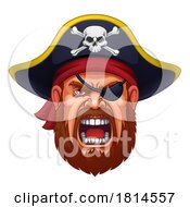 Poster, Art Print Of Pirate Captain Angry Mascot Cartoon Man Face Head