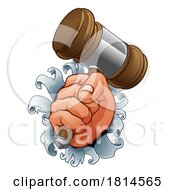 Poster, Art Print Of Auctioneer Judge Hand Holding Wooden Hammer Gavel