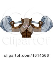 Poster, Art Print Of Boar Razorback Hog Weight Lifting Gym Mascot