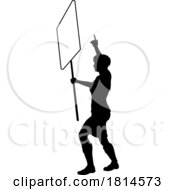 Poster, Art Print Of Protest Rally March Picket Sign Silhouette Person