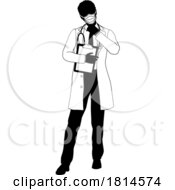 Doctor Man And Clipboard Medical Silhouette Person by AtStockIllustration