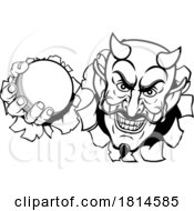 Poster, Art Print Of Devil Satan Cricket Sports Mascot Cartoon