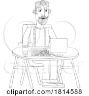 Poster, Art Print Of Man Working Behind Desk Computer Workstation