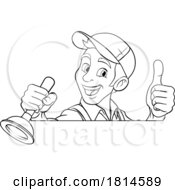 Plumber Plunger Tool Cartoon Plumbing Man Handyman